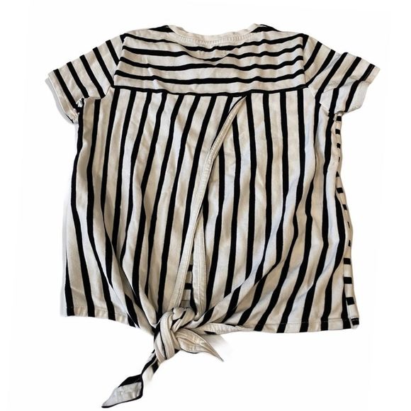 Madewell Verse Striped Tie Back Short Sleeve Top - Picture 3 of 5